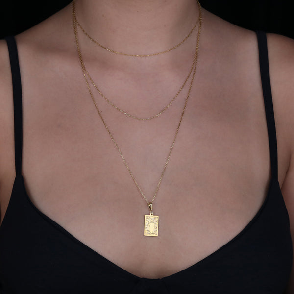 14K Solid Gold Death Tarot Necklace, Death Tarot Necklace, Real Gold Death Tarot Necklace , Death Tarot gift , Death Silver Tarot necklace