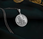 14K Solid Gold Skeleton Charm Necklace, Undead Silver Pendant, Rose Gold Throne Necklace, Royal Jewelry, Undead King Medallion, Throne Charm