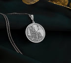 14K Solid Gold Skeleton Charm Necklace, Undead Silver Pendant, Rose Gold Throne Necklace, Royal Jewelry, Undead King Medallion, Throne Charm