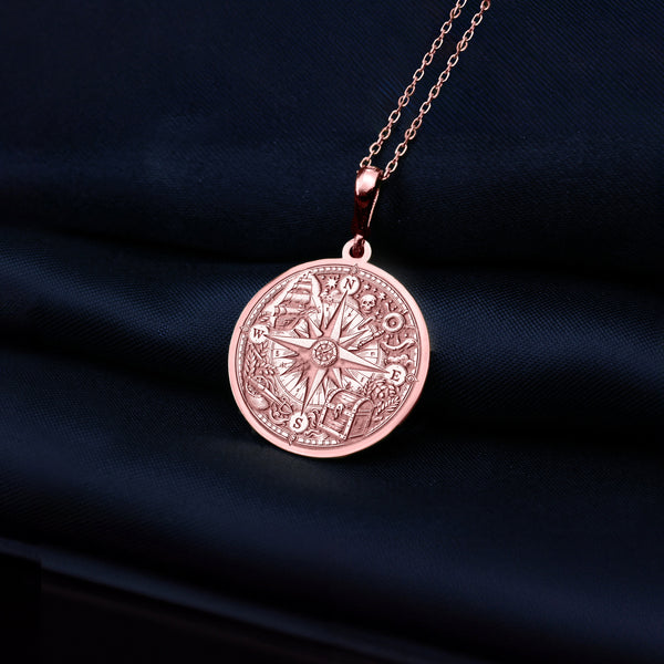 Silver Ocean Compass Necklace, Scope Charm Pendant, Personalizable Compass Necklace, Dainty Gold Scope Necklace, Voyager's Compass Pendant