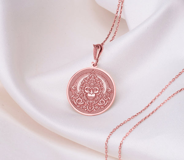 Monkey King Sun Wukong Necklace, 14K Solid Gold Sun Wukong Pendant, Personalizable Monkey Necklace, Silver Hanuman Charm Pendant Gift