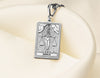 14K Solid Gold Justice Charm Necklace, Dainty Silver Triple Chain Tarot Card Necklace, Justice Rose Gold Tarot Charm Pendant Gift for Her