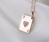 queen of heart rose gold pendant necklace, gifts for her, gifts for queens, gifts for valentines, real gold playing card charm, queen rose gold card pendant necklace