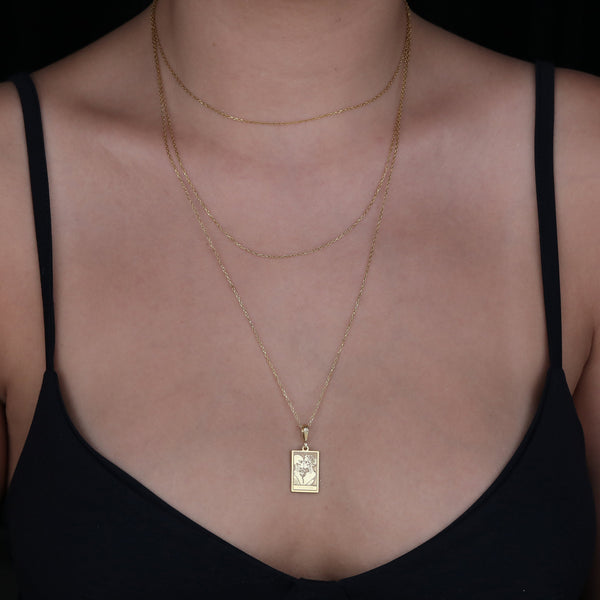 14K Solid Gold The Lovers Tarot Necklace, Tarot Gift for Couple, Skeleton Lovers Gold Pendant, Silver Tarot Charm, Romantic jewelry gift