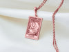 Strength Tarot Card Charm Necklace, 14K Solid Gold Tarot Charm, Strength Tarot Card Silver Charm Necklace, Personalized Tarot Card Charm