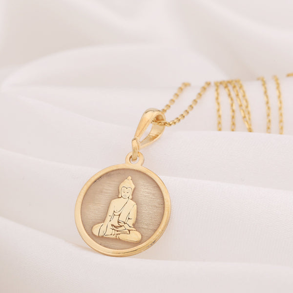 14K Solid Gold Buddha Necklace, Zen Jewelery, Spiritual Necklace, Buddha Pendant, Buddhism Inspired, Enlightenment, Silver Buddha Gifts