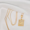 14K Solid Gold The Moon Tarot Card Necklace, Tarot Reading Rectangle Charm, Dainty Tarot Moon Charm, The Moon Necklace