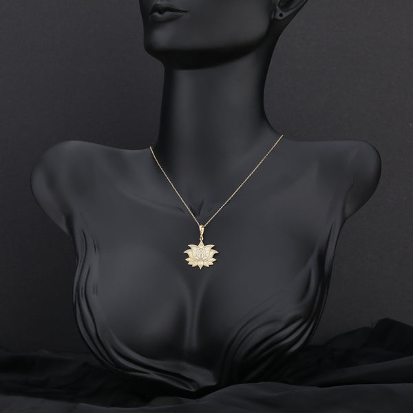 14K Solid Gold Lotus Necklace, Sacred Lotus, Silver Lotus Pendant, Zen Necklace Gold, Minimalist Lotus, Dainty Floral Necklace