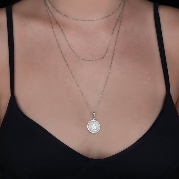 14K Solid Gold Buddha Necklace, Zen Jewelery, Spiritual Necklace, Buddha Pendant, Buddhism Inspired, Enlightenment, Silver Buddha Gifts