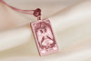 14K Solid Gold The Devil Tarot Necklace, Silver Devil Tarot Pendant, Minimalist TarotNecklace, Dainty Tarot Charm Necklaces Rose plated