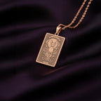 A custom rose gold plated Cat Lover tarot necklace. This piece is a perfect gift, honoring the magical and loving Sphynx cat.
