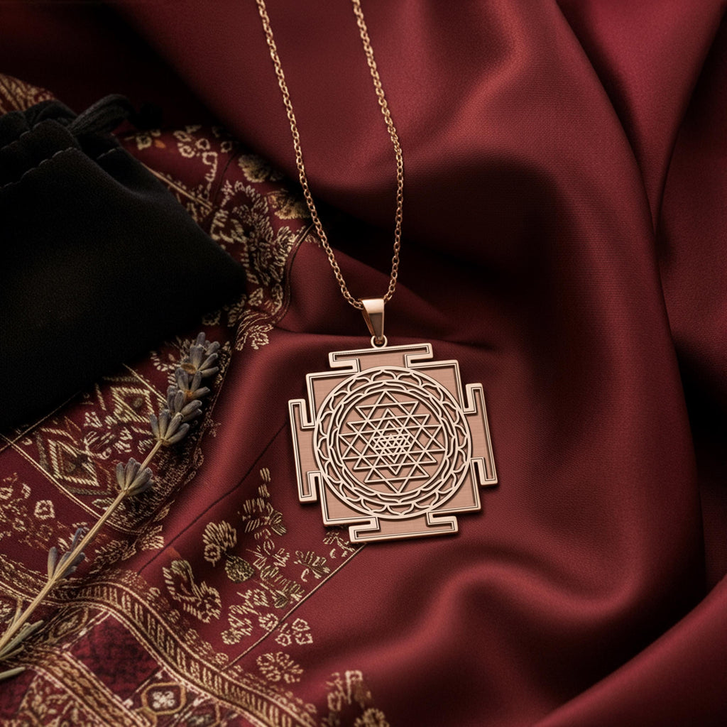 Sri Yantra Sacred Geometry Pendant | 14K Gold & Silver Options - Tantric Hindu Spiritual Protection - Image 3