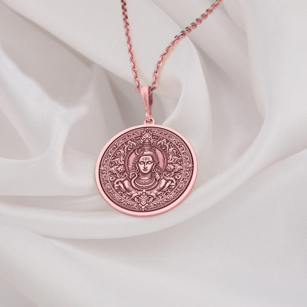 Lord Shiva Pendant in Gold and silver, symbol of divine transformation and protection, intricately handmade, available in gold, silver, and rose gold. Ideal spiritual gift for meditation and enlightenment.