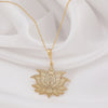 14K Solid Gold Lotus Necklace, Sacred Lotus, Silver Lotus Pendant, Zen Necklace Gold, Minimalist Lotus, Dainty Floral Necklace