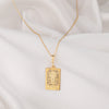 14K Solid Gold Justice Tarot Card Necklace, Tarot Reading Rectangle Charm, Dainty Justice Tarot Necklace, Silver Justice Tarot Necklace