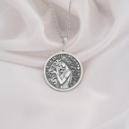 Hygieia Goddess Necklace Necklaces 925 925 Sterling Silver engraved portrait pendant necklace with flowing hair design