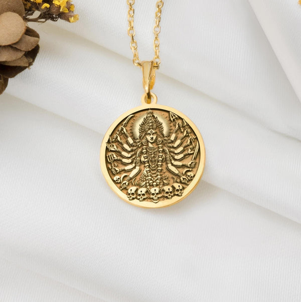 Gold Kali pendant necklaceKali Protection PendantHindu goddess Kali pendantSolid gold Kali charmKali jewelry in goldKali medallion necklace goldKali amulet necklace gold14k gold Hindu deity pendantHandmade Kali pendant gold