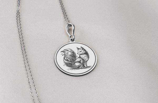 14K Solid Gold Fox Charm Necklace, Cute Fox Silver Charm Pendant, Fox Jewelry, Gold Fox locket, dainty fox Necklace, Minimalist Fox charm