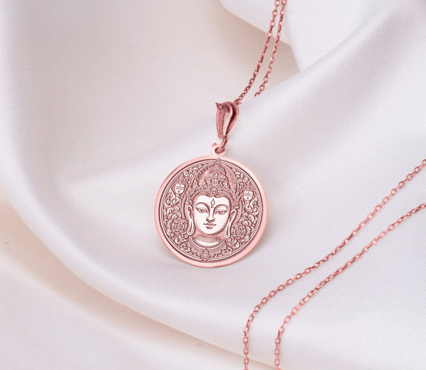 Sterling Silver/Gold Tara Necklace, Buddhist Hindu Goddess of Compassion & Protection Pendant, Handmade Jewelry Gift, Divine Feminine Power