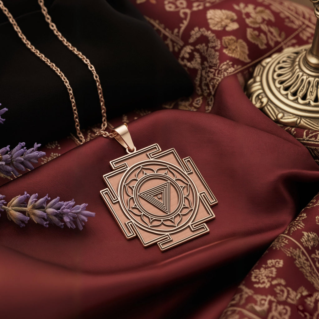 Maha Kali Yantra Sacred Geometry Pendant | 14K Gold & Silver Options - Spiritual Protection Sacred Symbol - Image 3