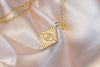 14K Solid Gold Evil Eye Horus Necklace, Silver Evil Eye Charm , Evil Eye Gold Pendant, Silver Horus Necklace, Diamond Shaped Evil Eye Horus