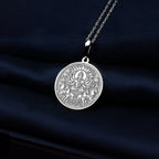Surya Silver Charm Pendant necklace - Radiant Sun God Necklace, Handmade Hindu Jewelry for Strength & Positivity, Hindu jewelry,Surya amulet, surya coin pendant, Surya talisman