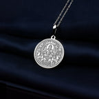 Surya Silver Charm Pendant necklace - Radiant Sun God Necklace, Handmade Hindu Jewelry for Strength & Positivity, Hindu jewelry,Surya amulet, surya coin pendant, Surya talisman