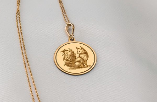 14K Solid Gold Fox Charm Necklace, Cute Fox Silver Charm Pendant, Fox Jewelry, Gold Fox locket, dainty fox Necklace, Minimalist Fox charm