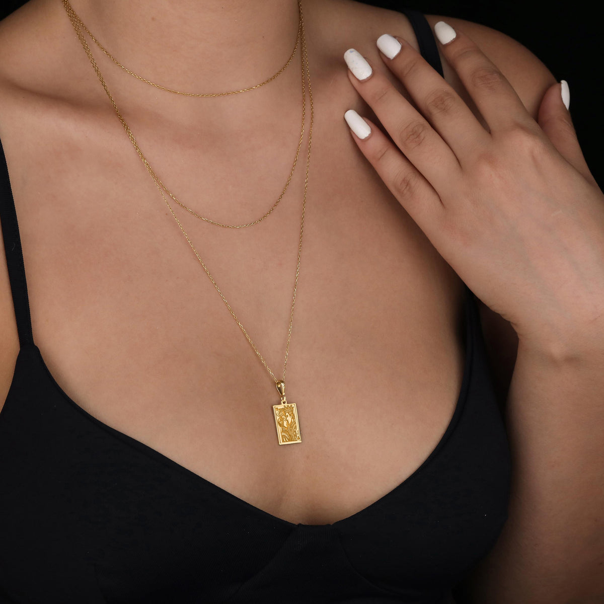 Queen & Jack Playing Card Couple Pendant | 14K Gold & Silver Options - Romantic Anniversary Gift - Image 2