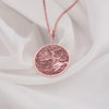 Elegant rose gold Virgo zodiac necklace, combining astrological charm with modern sophistication.
