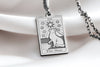 The Star Cat Tarot Card silver charm pendant, silver tarot cat charm for women, The Star Cat pendant in sterling silver, silver tarot card necklace for cat lovers, silver Star Cat tarot charm for girls