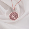Rose gold plated Durga Maa pendant necklace, Hindu goddess jewelry, divine protection amulet, handcrafted rose gold charm, spiritual necklace, feminine empowerment, sacred Durga rose gold pendant, statement jewelry.