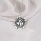 Hestia Goddess Hearth Pendant Necklaces 925 925 Sterling Silver round pendant featuring a classical female figure design on a chain.