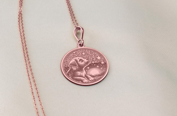 14K Gold Cute Dog Charm Necklace, Dog Memorial Charm, Puppy Charm Necklace, Dog Lover Gift, Cute Puppy Pendant, Personalized Puppy Necklace