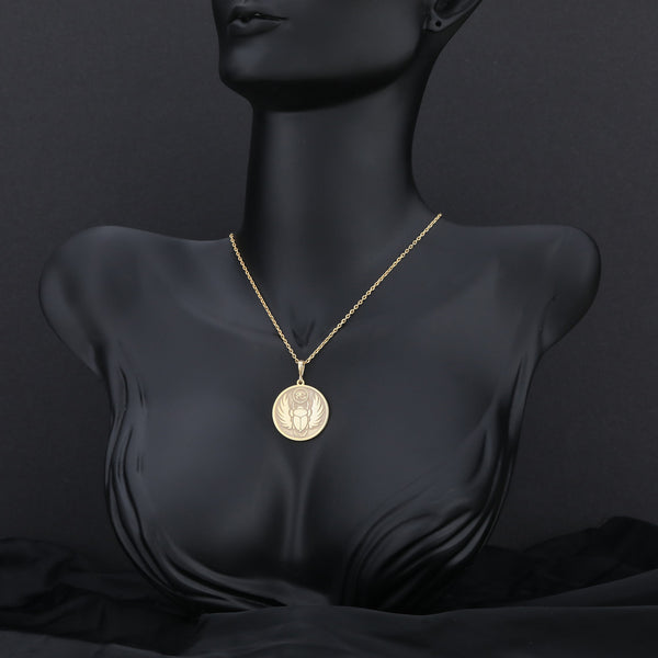 14K Solid Gold Egyptian Bug, Ancient Egypt, Silver Scarab Necklace, Horus Pendant, Protection Necklace, Scarab Necklace, Spiritual Necklace
