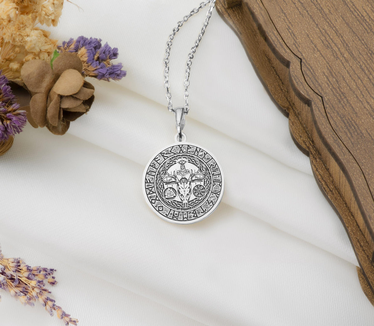 Silver Norse Mythology Necklace, Viking Amulet, Thor's Hammer Pendant, Mjolnir Necklace, Valkyrie Charm, Silver Nordic Jewelry, Pagan Rune Necklace, Norse Warrior Gift, Handmade Silver Viking Pendant