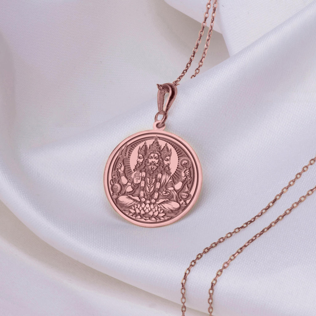 Brahma God Creator Pendant | 14K Gold & Silver Options - Spiritual Protection Hindu Mythology - Image 5