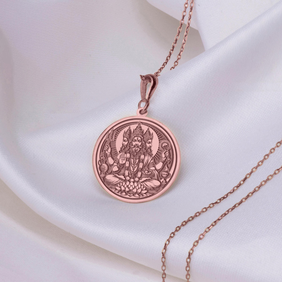 Brahma God Creator Pendant | 14K Gold & Silver Options - Spiritual Protection Hindu Mythology - Image 5