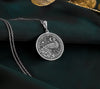 Detailed 925 Sterling Silver bird charm in peacock form, surrounded by stars and mandala patterns. A spiritual and graceful accessory.