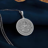 Sterling silver Aizen Myo-o pendant highlighting the Wisdom King&#39;s fierce expression, embodying passion turned into enlightenment.