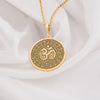 Real Solid GoldOm Mandala Pendant Necklace, Aum Buddhist mantra pendant,Detailed 14k solid gold Om pendant necklace featuring intricate mandala-inspired patterns surrounding the sacred Om symbol, perfect spiritual jewelry for meditation, yoga practitioners, or as a meaningful gift.