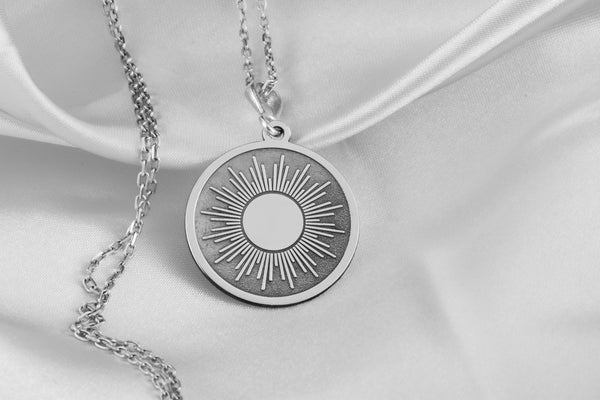 14K Solid Gold Sun Charm Necklace, The Sun Jewelery, Dainty Silver Sun Charm Necklace, Gold Sun Necklace, Personalized The Sun Necklace
