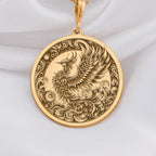 Gold Phoenix Necklace, Phoenix Pendant Gold, Rebirth Symbol Jewelry, Phoenix Rising Charm, 14k Gold Phoenix, Spiritual Phoenix Jewelry, Mythical Bird Pendant, Gold Phoenix Amulet, Phoenix Medallion, Sacred Phoenix Necklace, Phoenix Totem