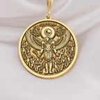 RA Necklace crafted in 14K Solid Gold, featuring an intricate Egyptian winged design. A luxury talisman pendant, perfect for mythology enthusiasts and statement jewelry lovers. Elegant and timeless ancient-inspired accessory.