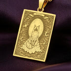 A polished 14K solid gold Ragdoll Cat medallion. This fine pet jewelry represents the breed's gentle nature, making it a perfect cat lover gift.