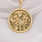Dalmatian Medallion Necklace Necklaces 14K 14K Gold Plated dog silhouette with crescent moons and stars pendant necklace