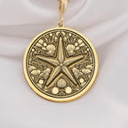 14k gold starfish necklace with ocean-inspired design. A dainty beach pendant perfect for nature lovers. Elegant minimalist jewelry ideal as a gift for women on special occasions, birthdays, or anniversaries, crafted from premium 14k gold.