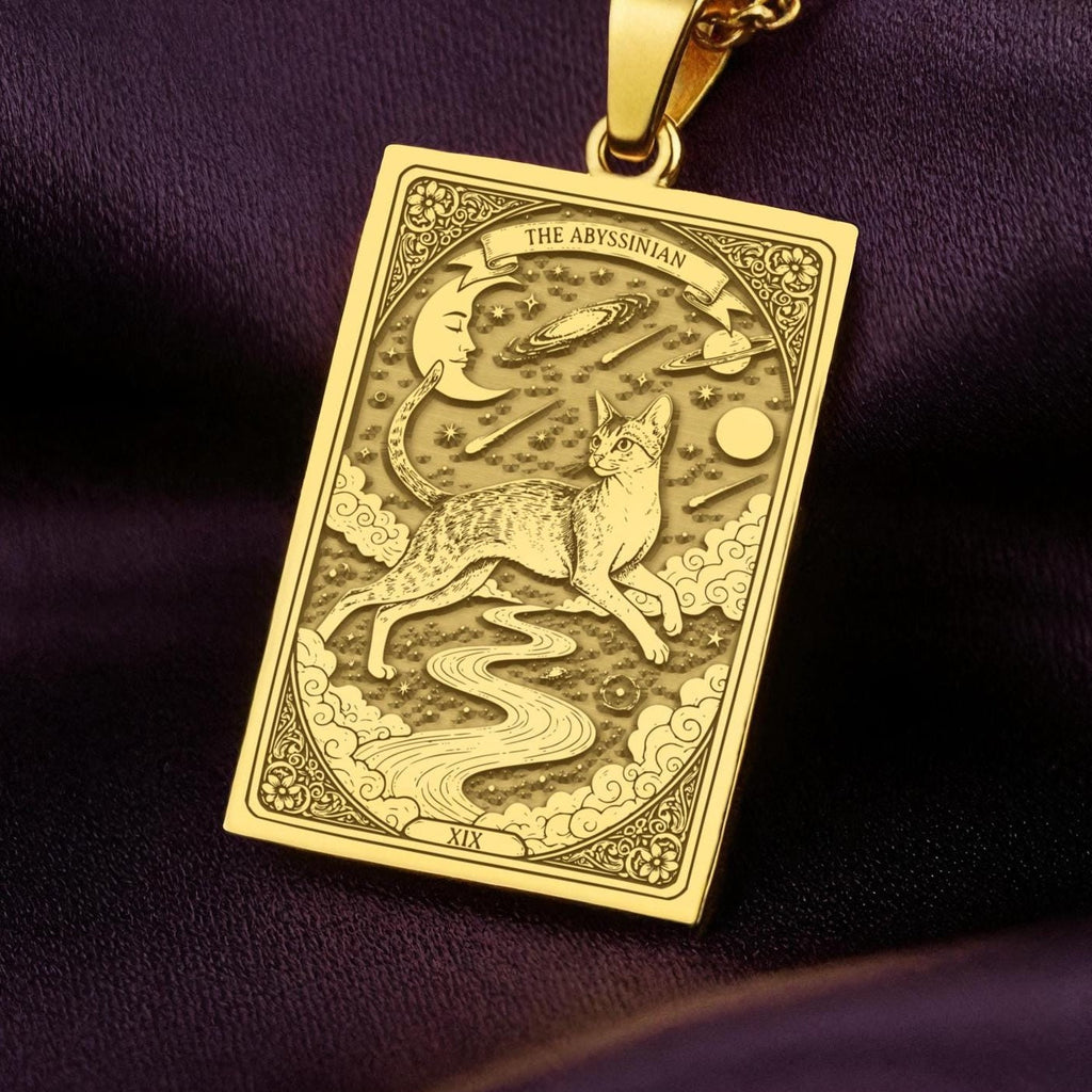 A polished 14K solid gold Portuguese Water Dog medallion. This fine pet jewelry represents the breed's joyful spirit, making it a perfect PWD lover gift.