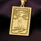 An heirloom-quality 14K solid gold Bernese Mountain Dog tarot pendant. The art shows the majestic dog, symbolizing loyalty, a precious dog mom gift.