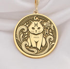 14K solid gold Pisces Zodiac necklace featuring a handcrafted astrology-inspired pendant with a minimalist cat design. Perfect for women, astrology lovers, and personalized horoscope jewelry gifts.